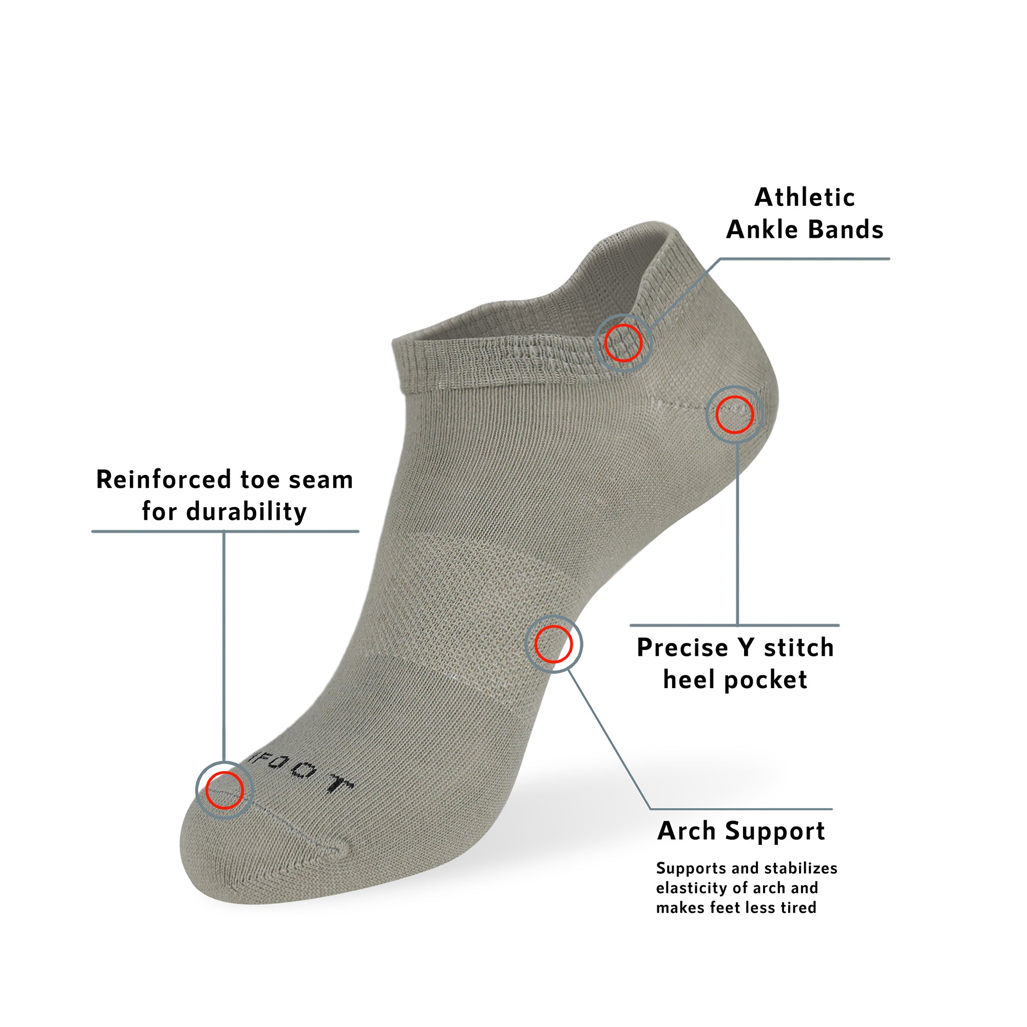 A sock with labels on it.