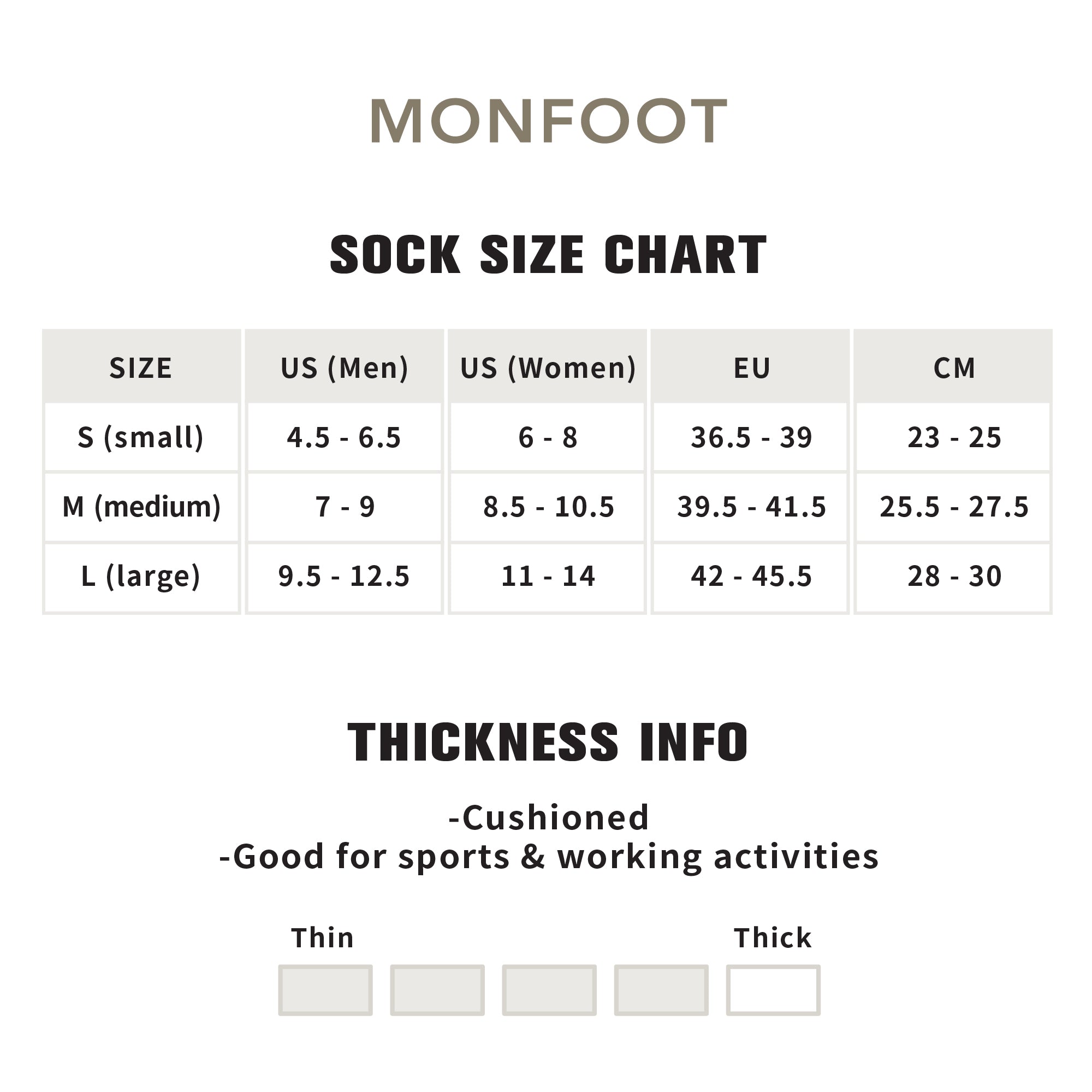 A women's size chart for a sock size chart.