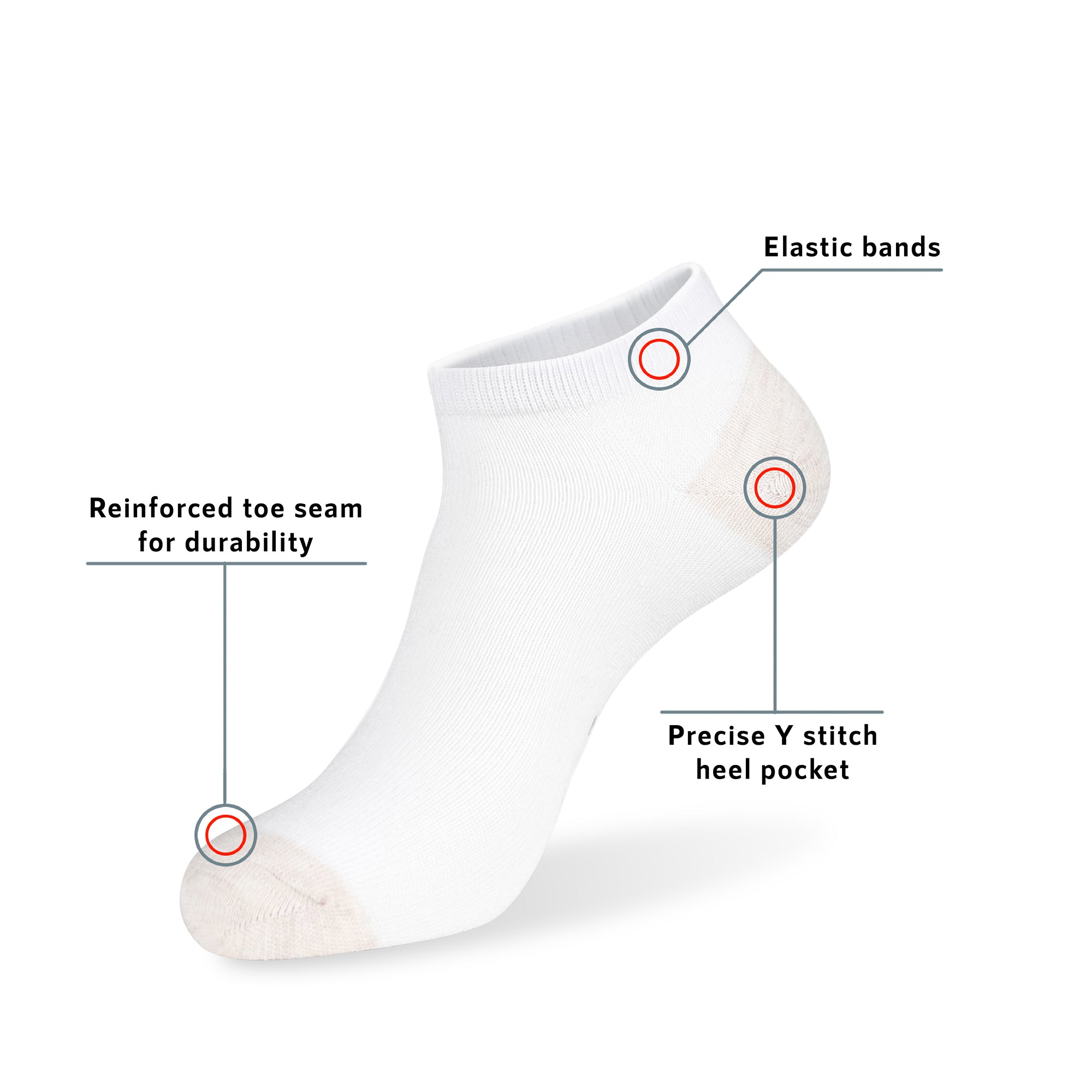 A pair of socks with labels on them.