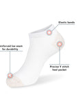 A pair of socks with labels on them.