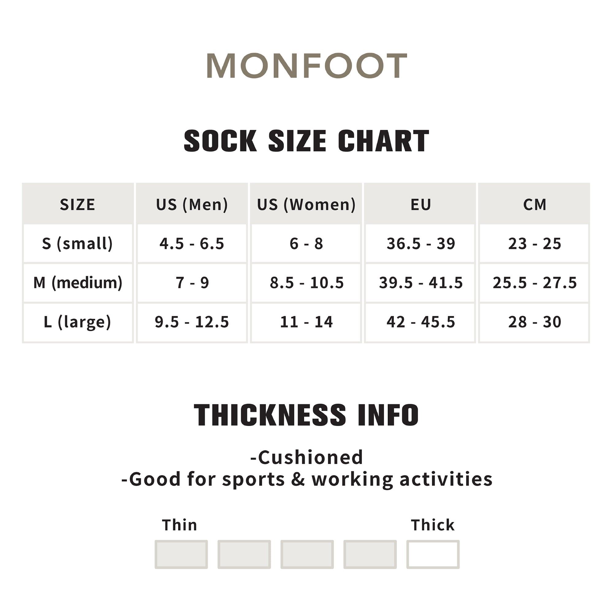 A women's size chart for a sock size chart.