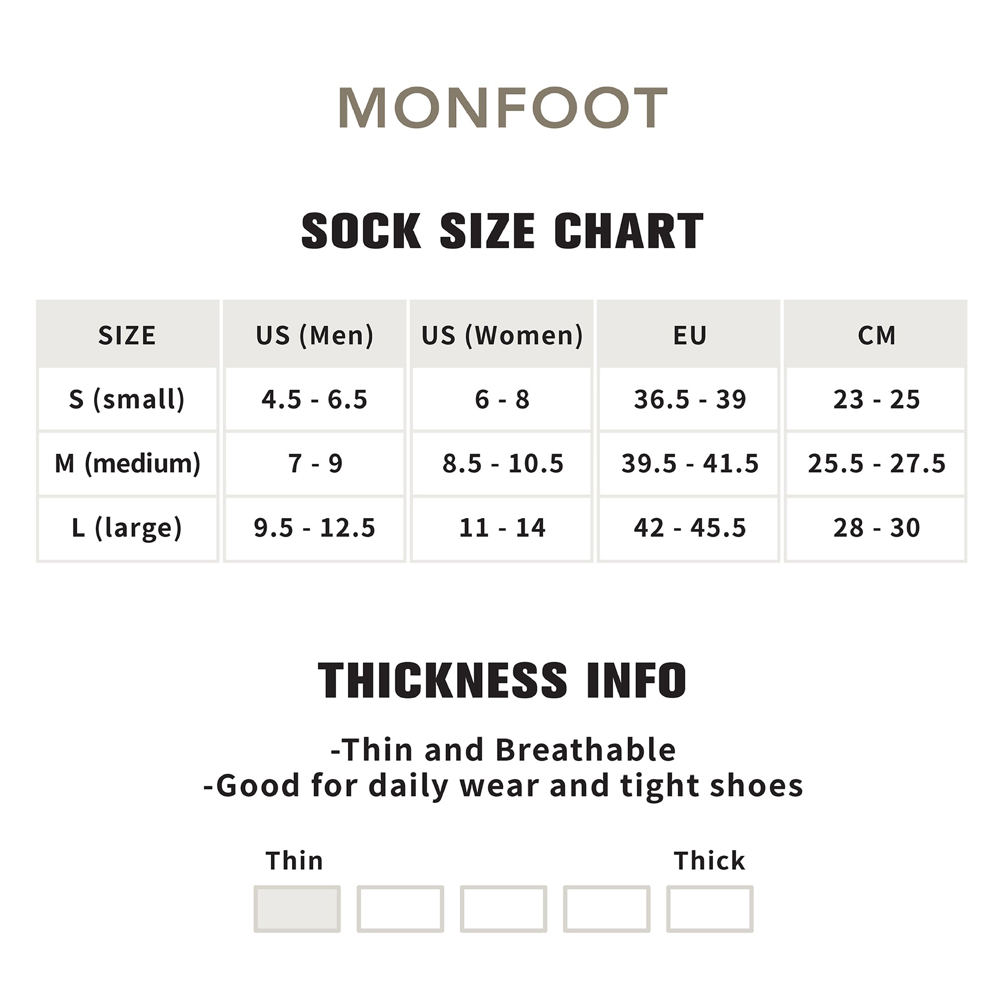 A women's size chart for a sock size chart.
