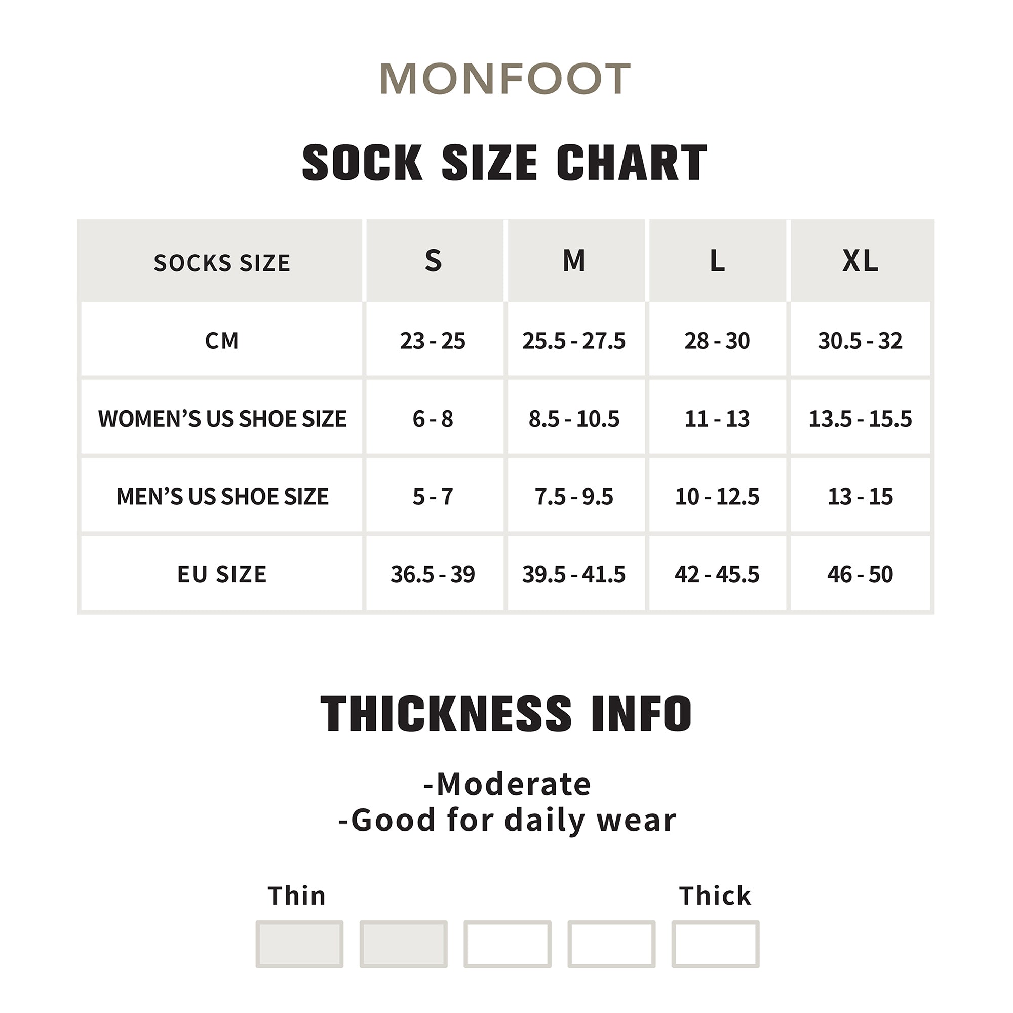 A women's size chart for a sock size chart.