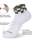 Socks with checkered patterns.