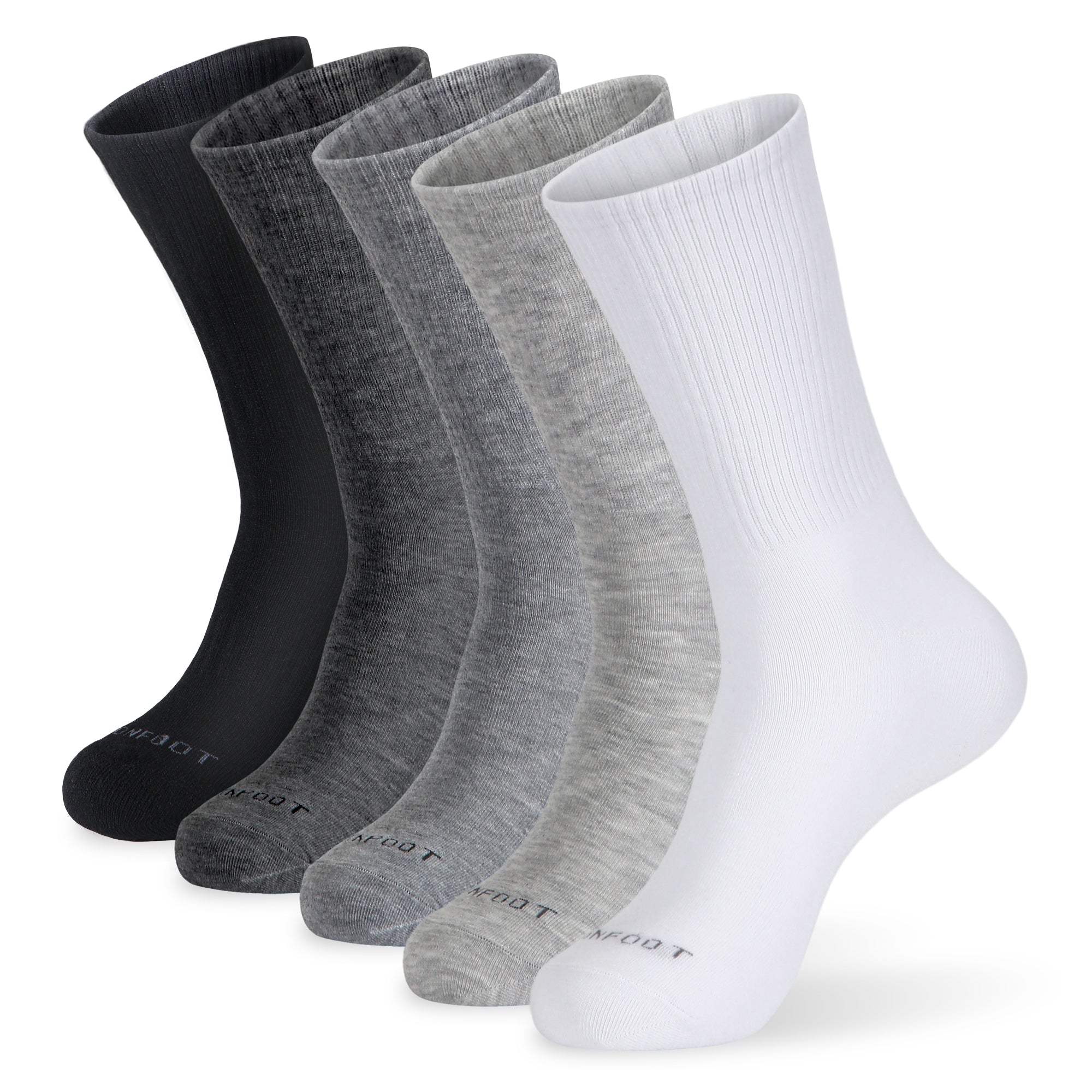 Five pairs of socks with different colors.