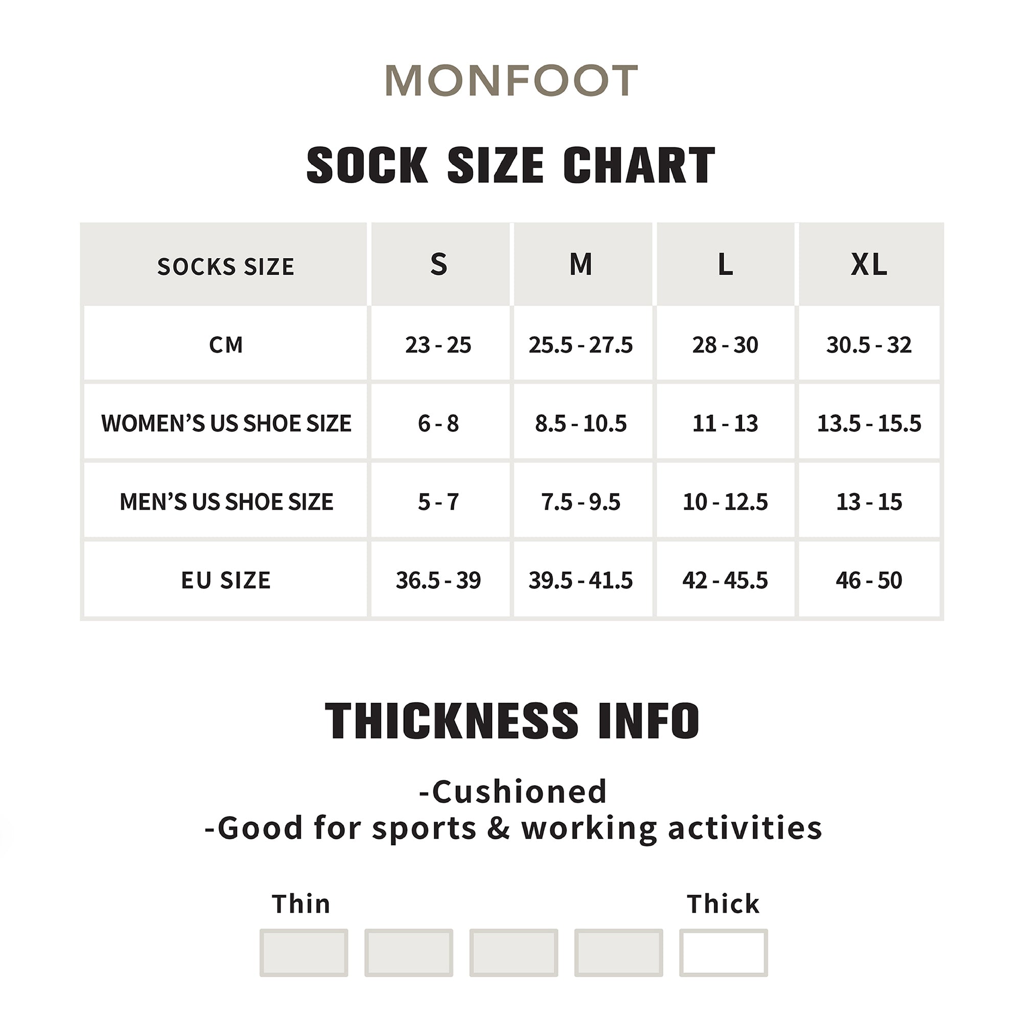 A women's size chart for a sock size chart.
