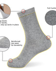 A pair of socks with different features.