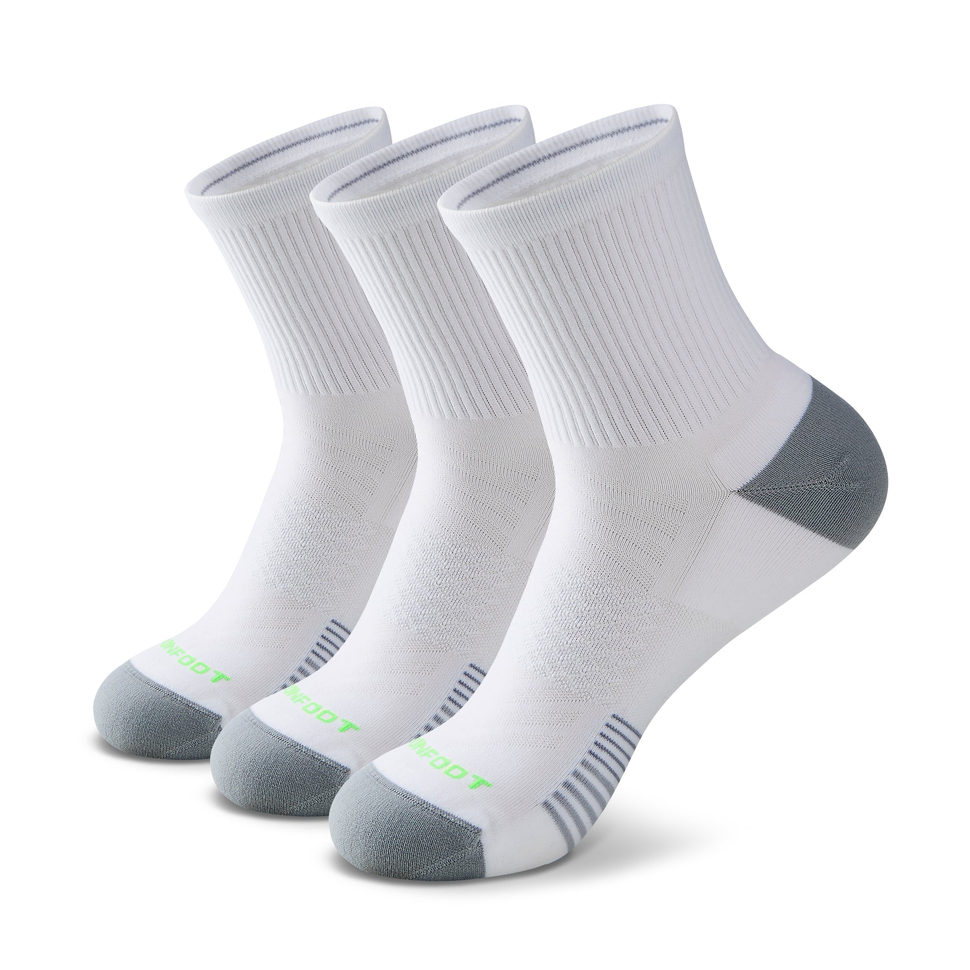 Three pair of white socks.