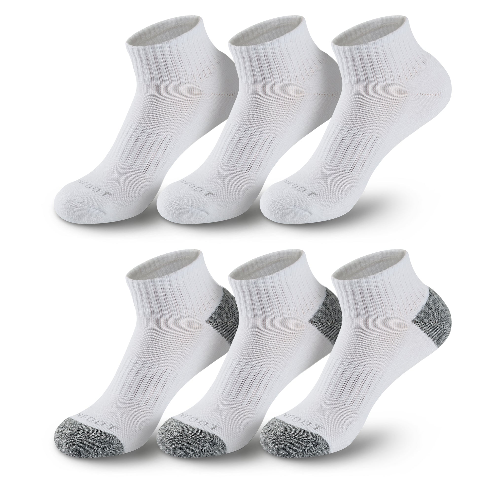 Five pair of white socks.