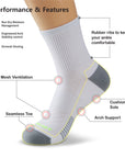 A pair of socks with different features.