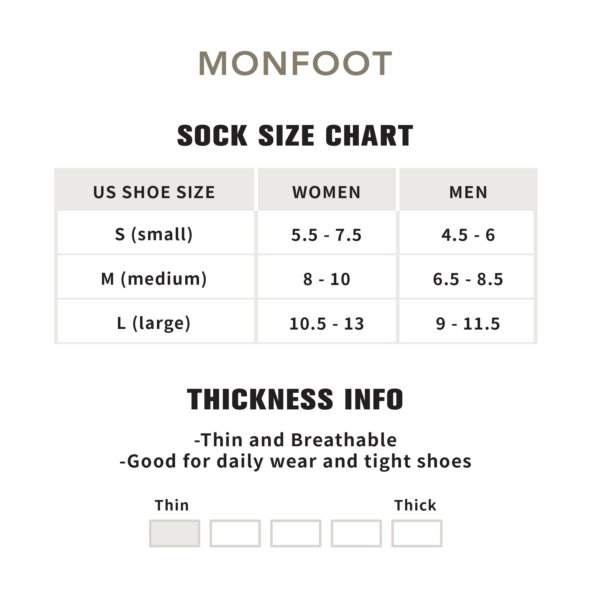 A women's size chart for a sock size chart.
