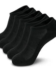 Five pair of black and white socks.
