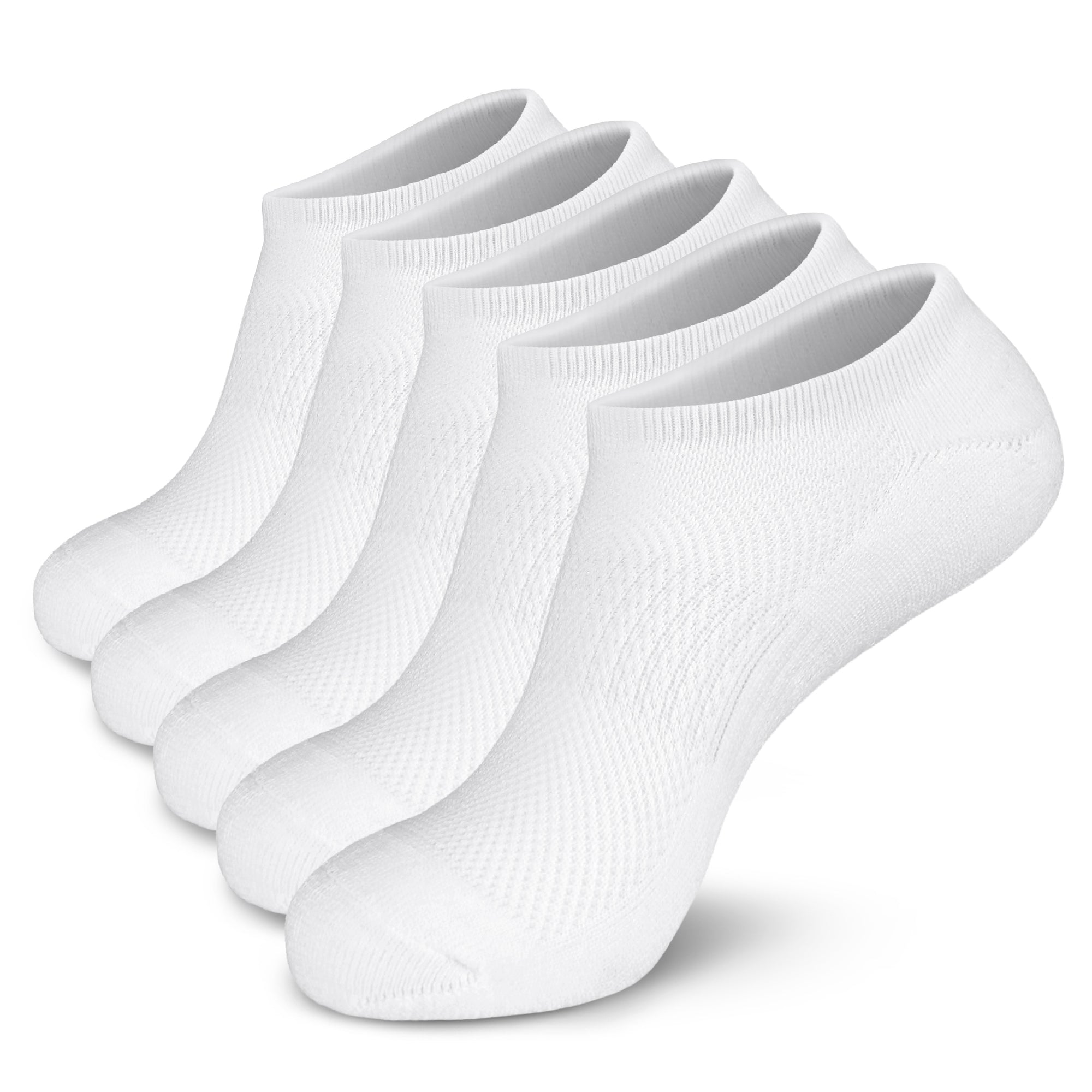 Five pair of white socks.