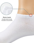 A pair of white socks with the words elastic bands.