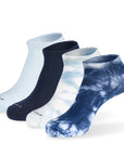 Three pair of white and blue socks.