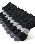 Six pair of black and white socks.