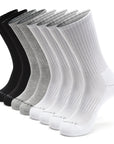 Five pair of black and white socks.