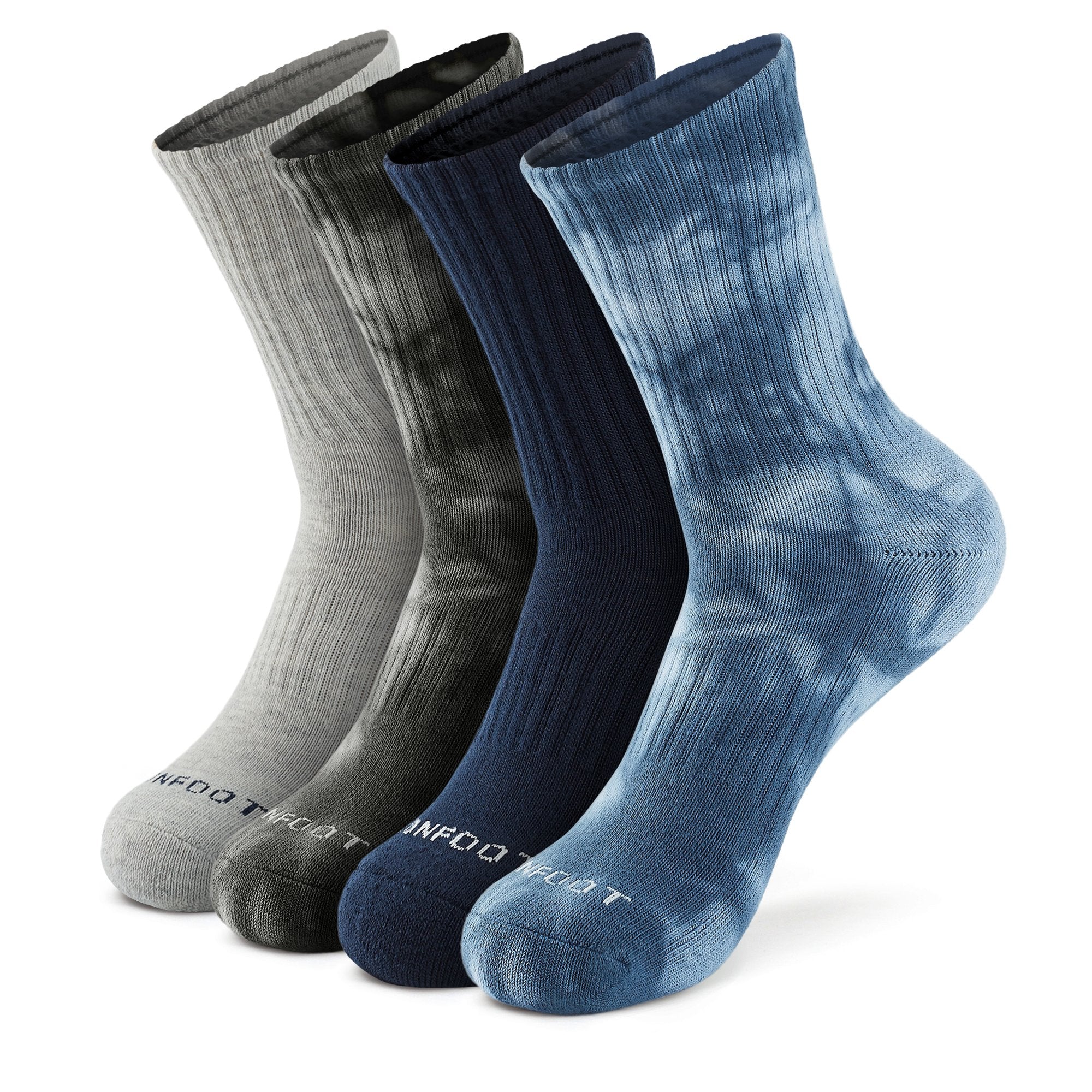 A group of three pairs of socks sitting next to each other.
