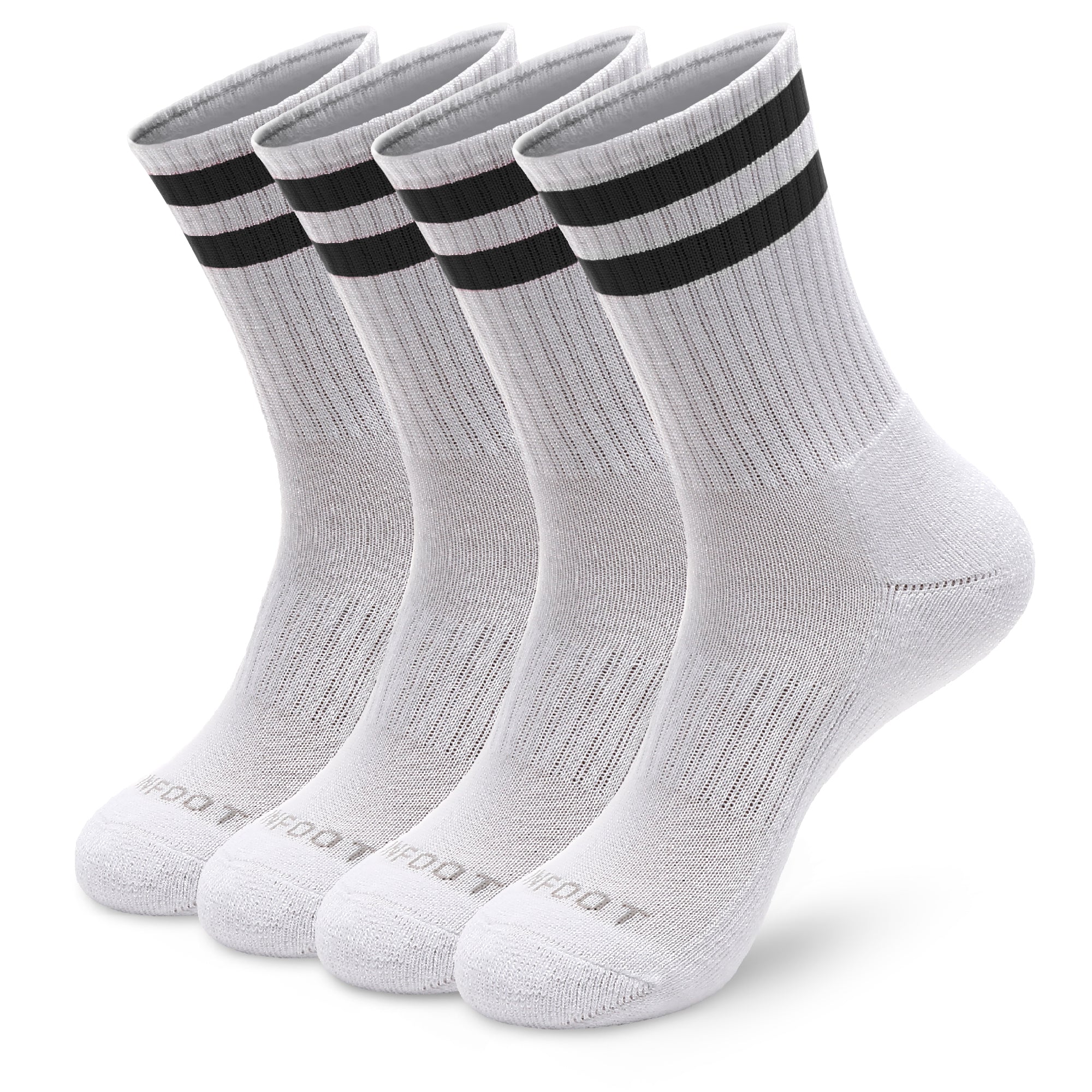 Five pair of black and white socks.