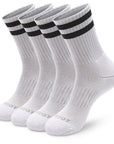 Five pair of black and white socks.