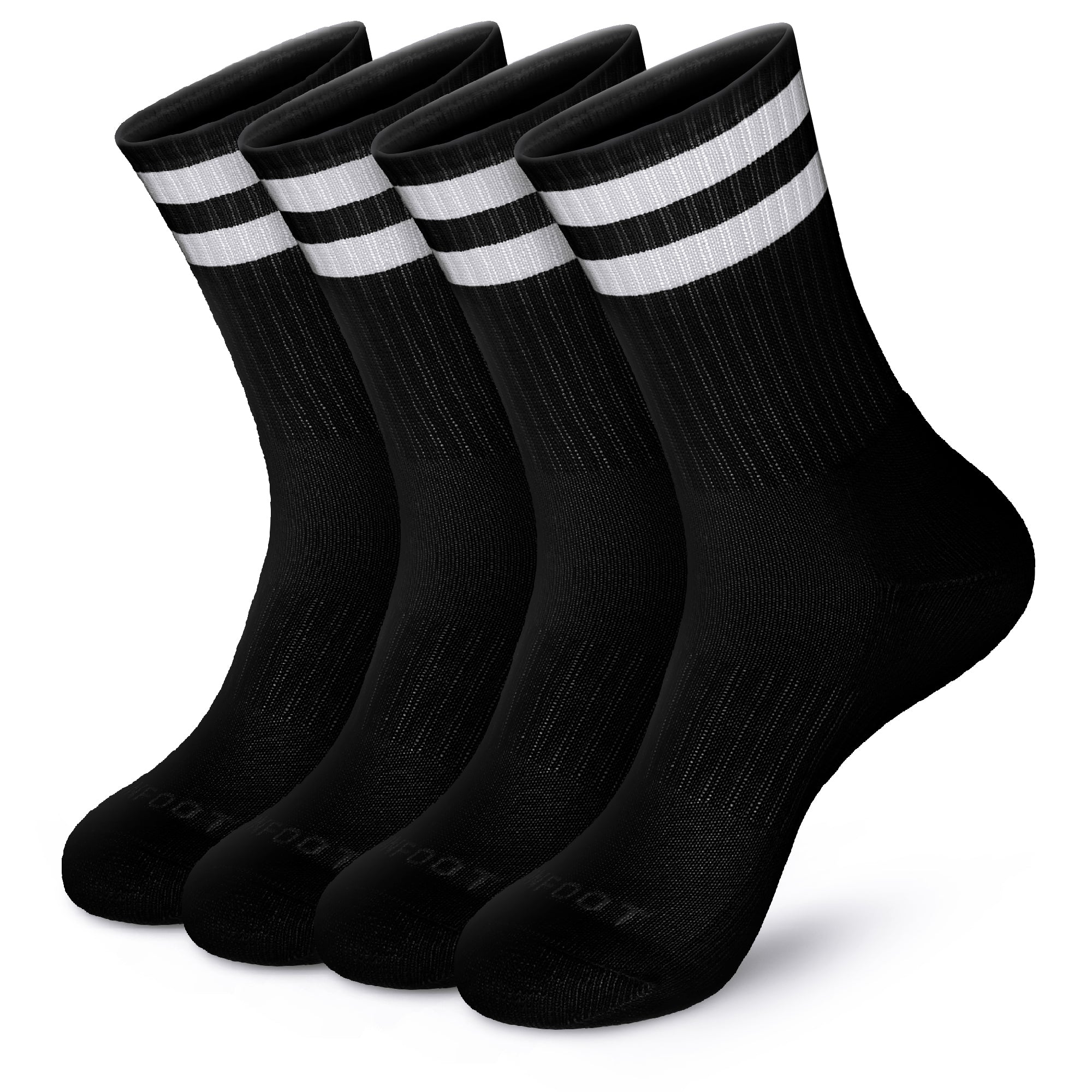 Five pair of black and white socks.