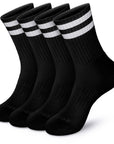 Five pair of black and white socks.