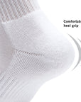 A close up of a pair of white socks.
