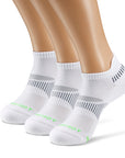 Three pair of white and green socks.