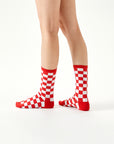 Checker-border Multi Crew 3 Pairs Socks