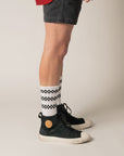 Simple Checker Stripes Crew 1 Pair Socks