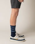 Simple Checker Stripes Crew 1 Pair Socks