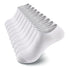 A dozen of white socks sitting on top of each other.