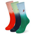 Three pairs of socks with different colors of socks.