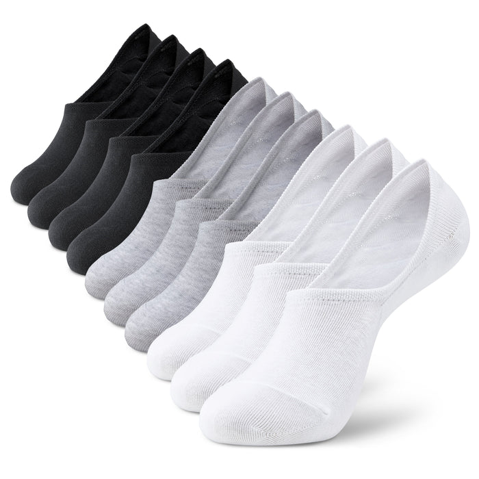 Cotton No Show Socks Non Slip#color_white-grey-black-mix