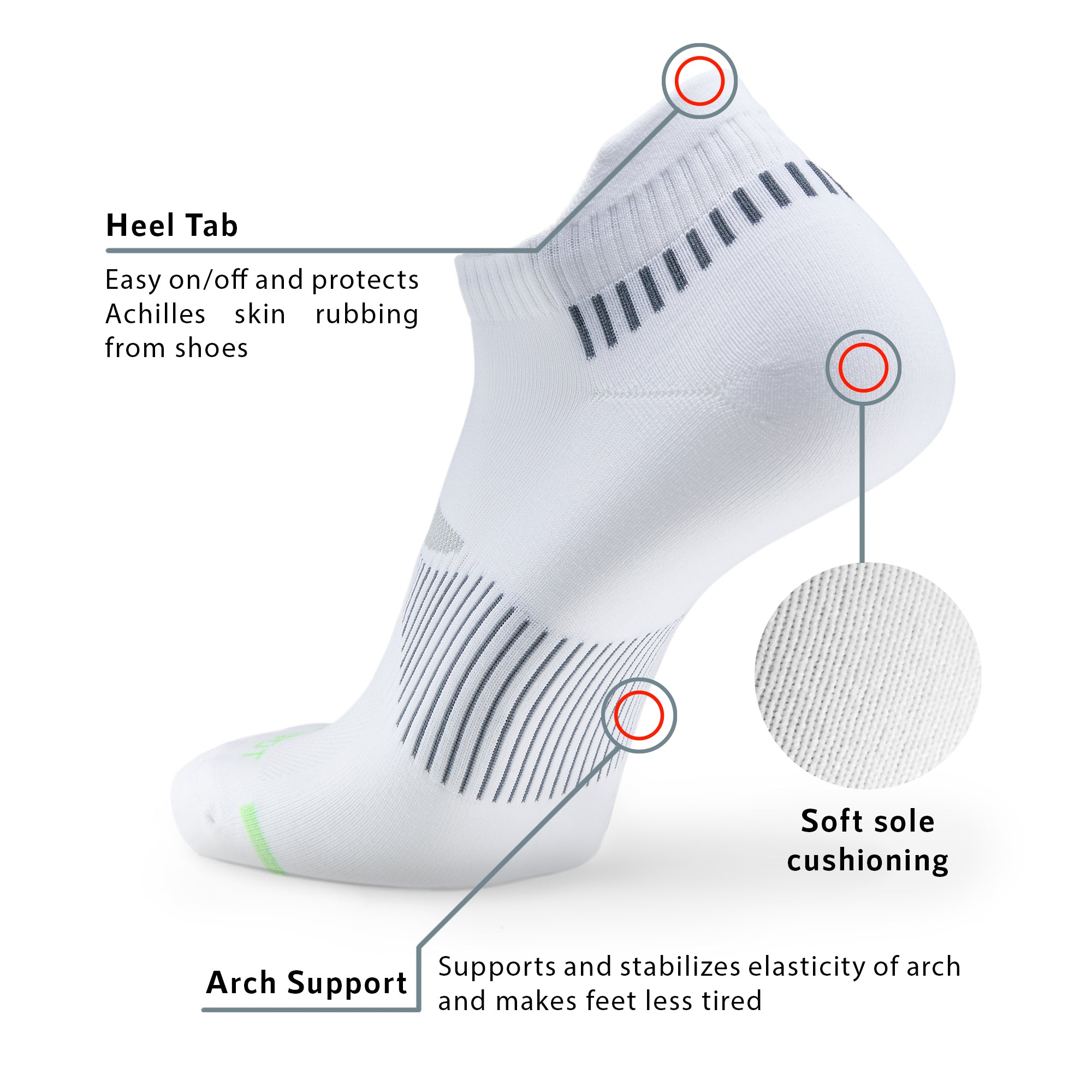 running performance cushioned heel tab ankle socks