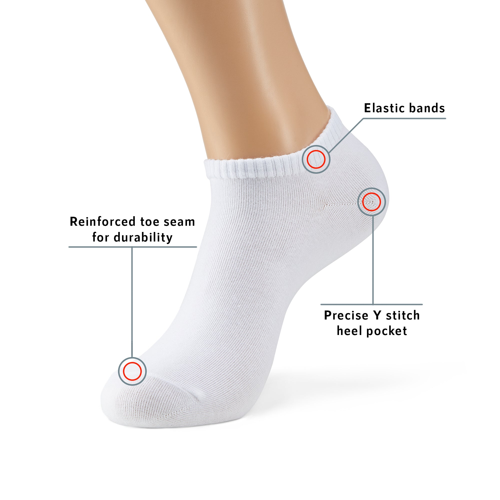 cotton ankle socks#color_white-black-mix