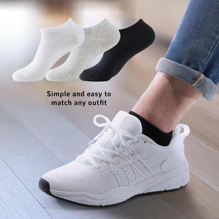 cotton ankle socks#color_white-black-mix