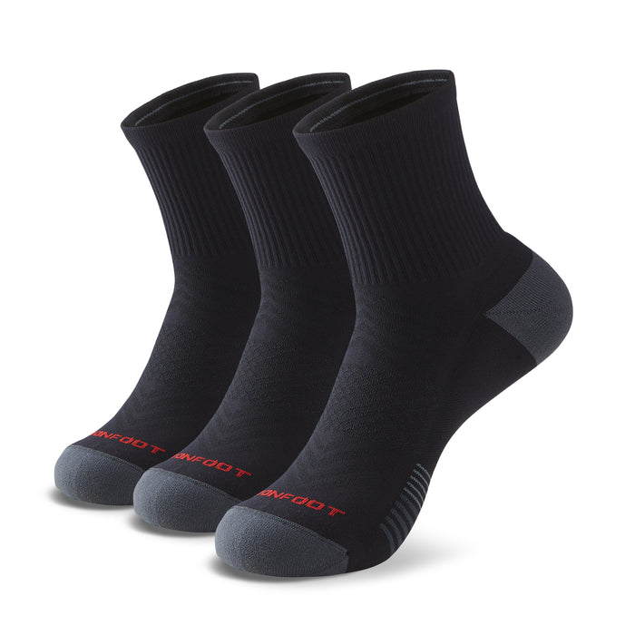 running performance cushioned quater crew socks#color_black