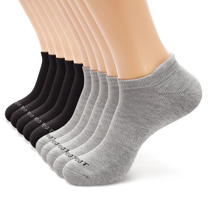 running performance heel tab ankle socks#color_grey-black-mix-10pairs