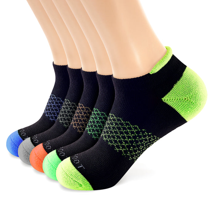 running performance heel tab ankle socks#color_black-assort-5pairs