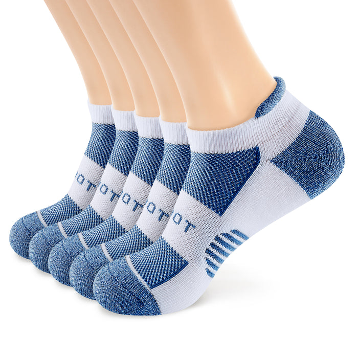 running performance heel tab ankle socks#color_blue-5pairs