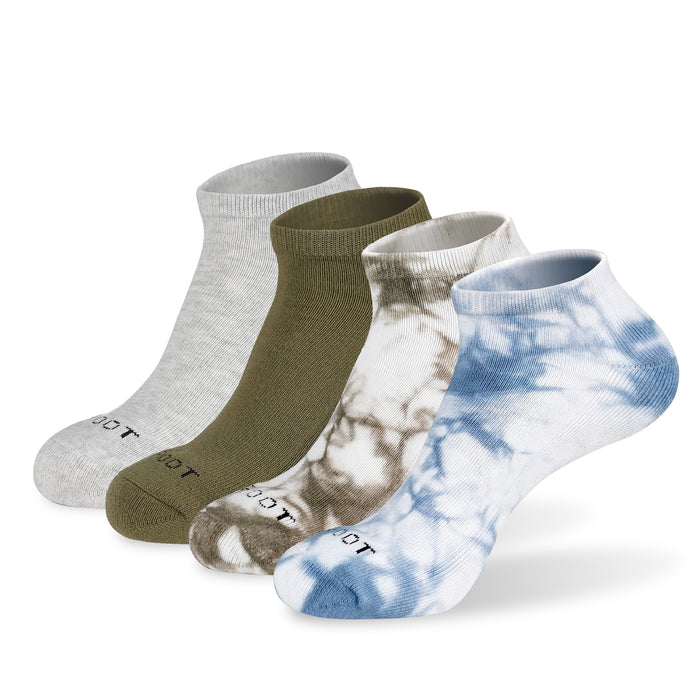 soft cushion comfort ankle socks#color_green-tie-dye