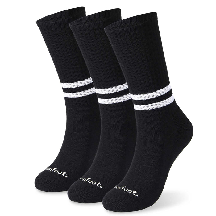 Athletic Cushion Low Stripes Black Crew 3 Pairs Socks