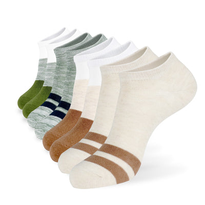 Five pairs of socks with different colors.