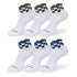 Four pair of white and red socks.