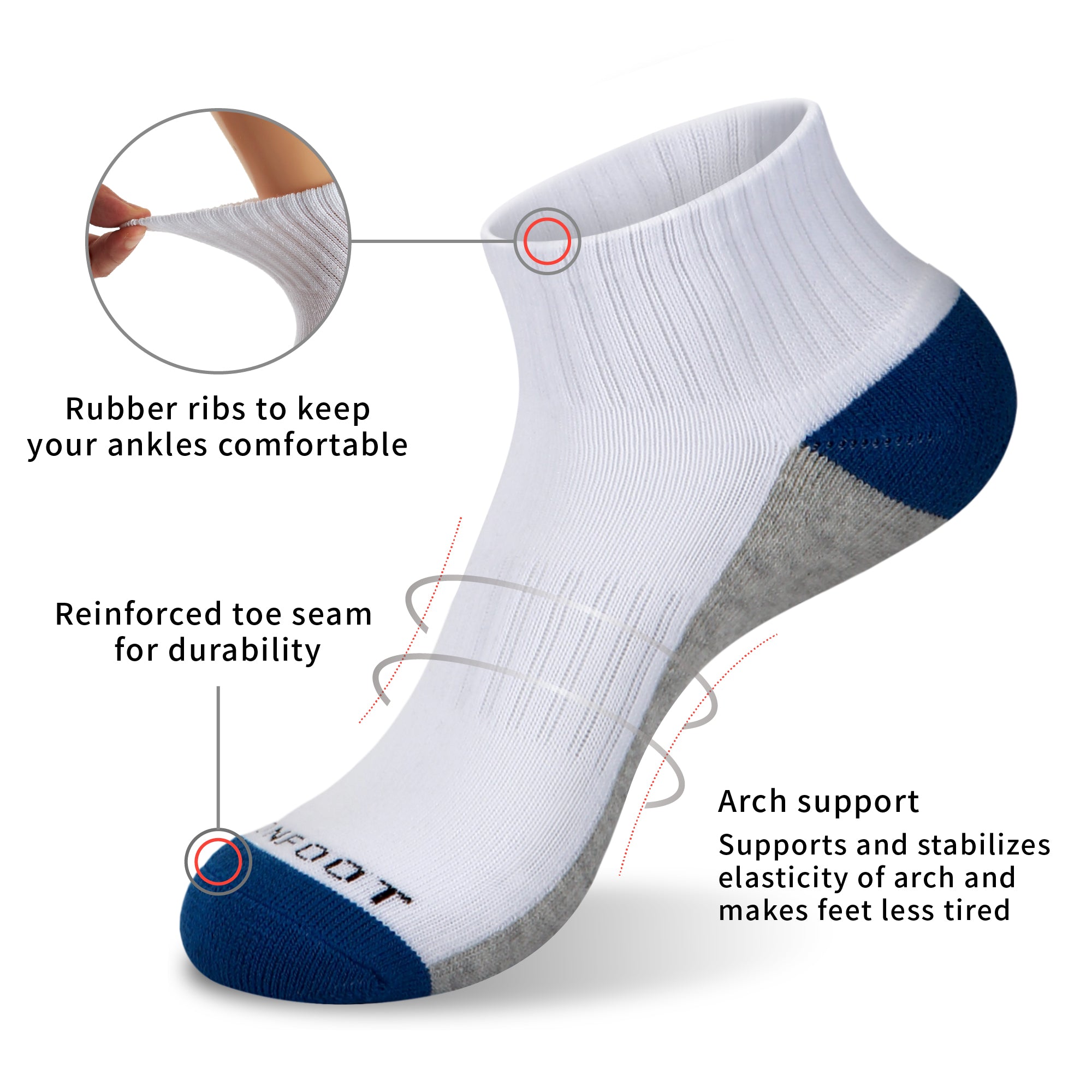 Cushioned Color-block Quarter 6 Pairs Socks