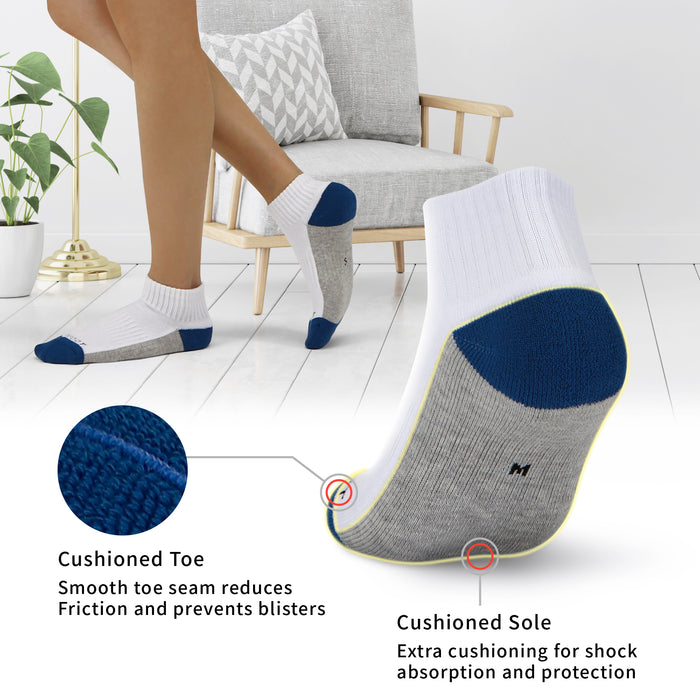 Cushioned Color-block Quarter 6 Pairs Socks
