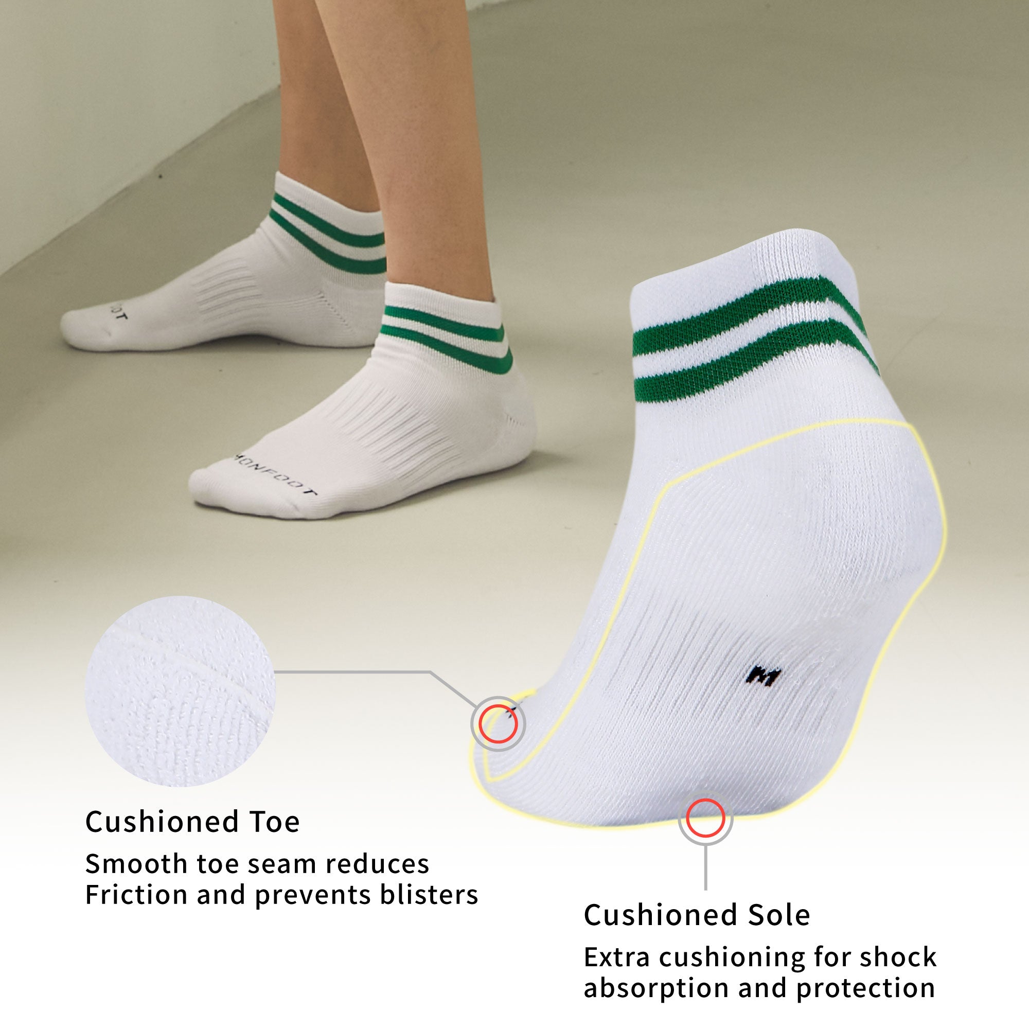 Cushioned Stripe Quarter 6 Pairs Socks