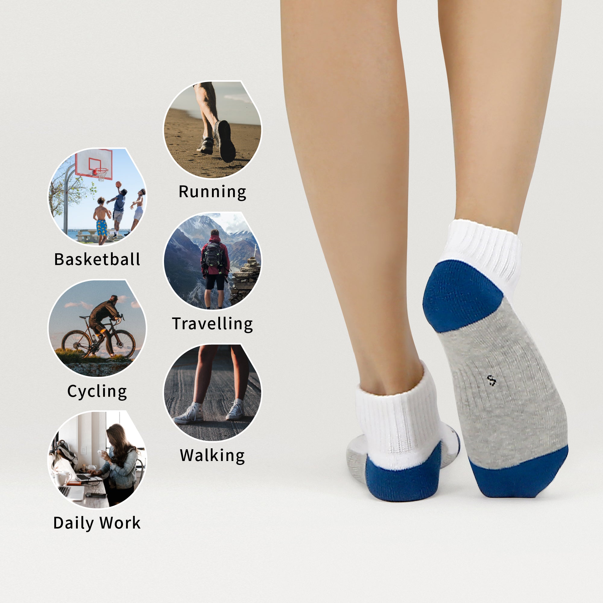 Cushioned Color-block Quarter 6 Pairs Socks