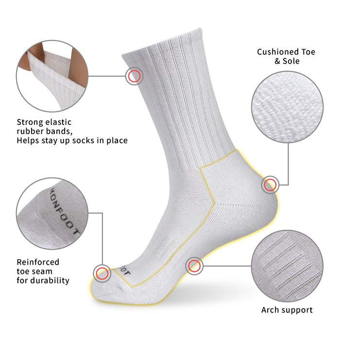 Daily Solid Cushioned Sole Crew 6 Pairs Socks